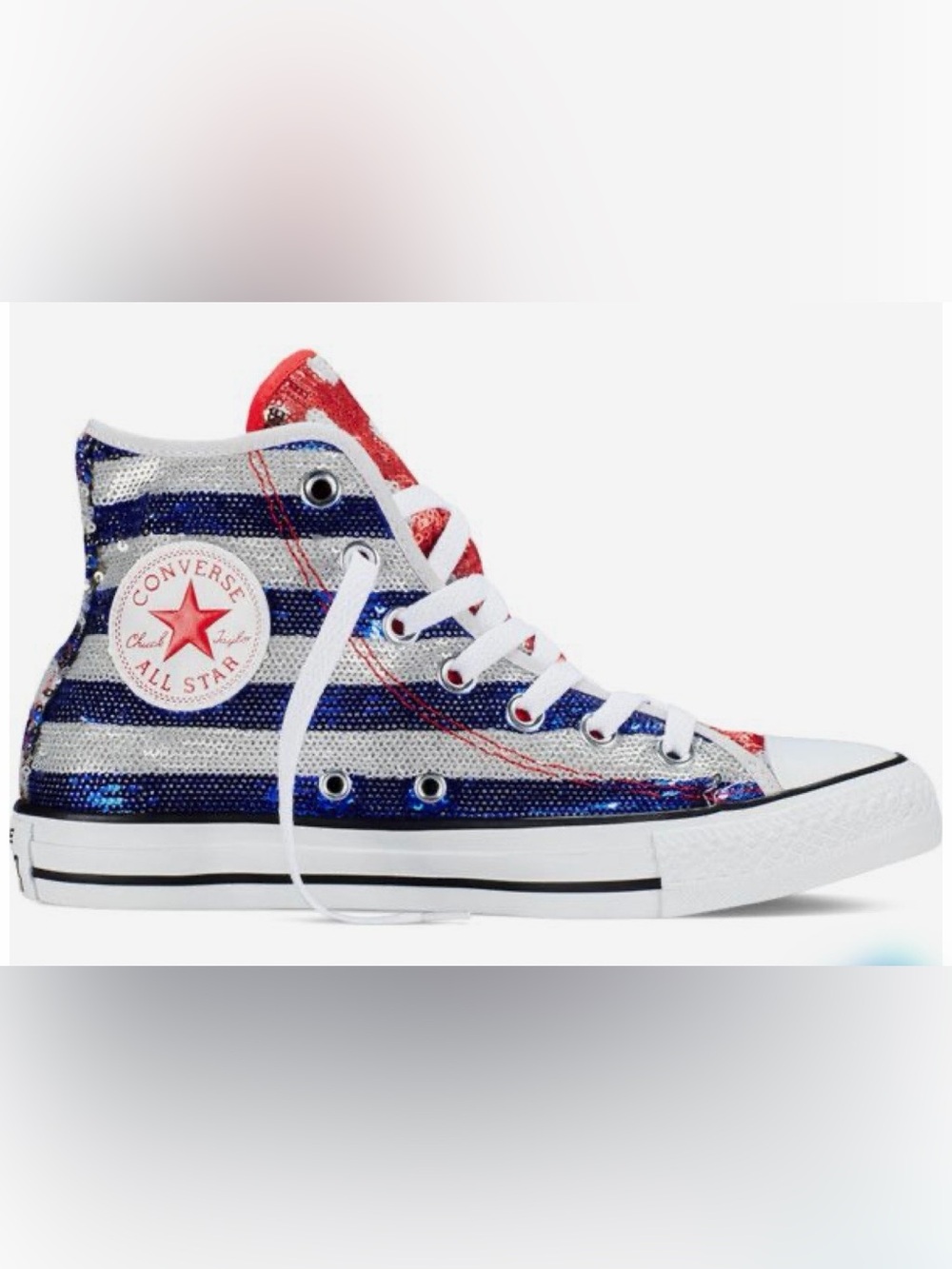 Converse Chuck Taylor All Star Hi Sequin American Flag Sneakers Sz 8 🇺🇸 RARE